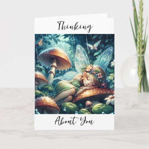 Thinking About You  Fairy Sleeping on a Mushroom Card