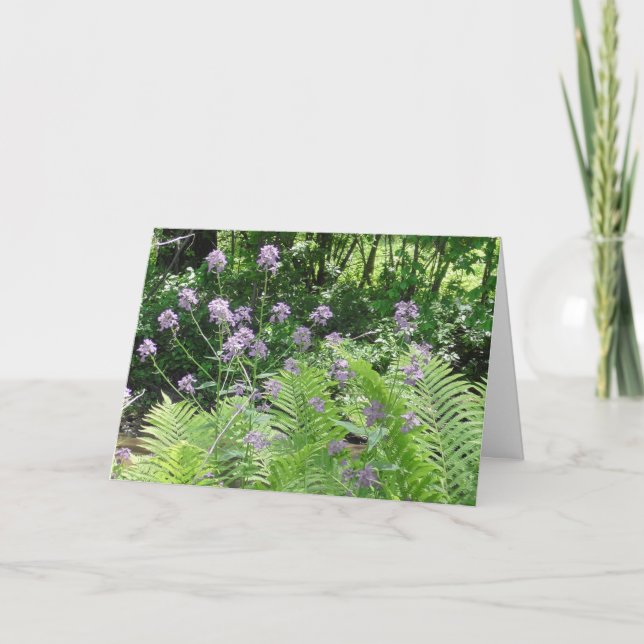 Thinking About You Pretty Purple Flowers Card (Front)