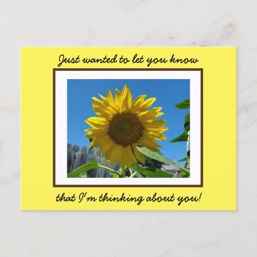 Thinking about you Pretty Yellow Sunflower Card