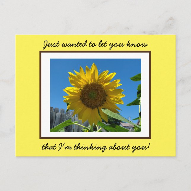 Thinking about you Pretty Yellow Sunflower Card (Front)
