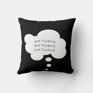 Thinking Black Monochrome Flat Comics Throw Pillow