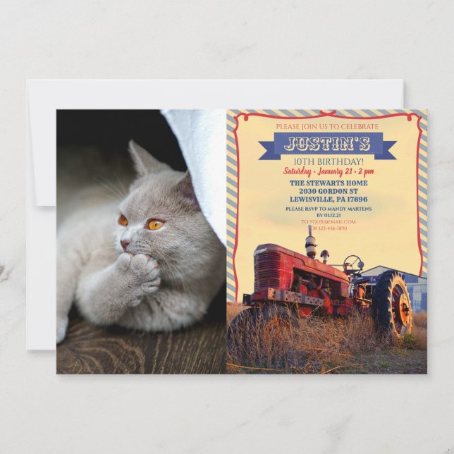 Thinking cat invitation (Front)