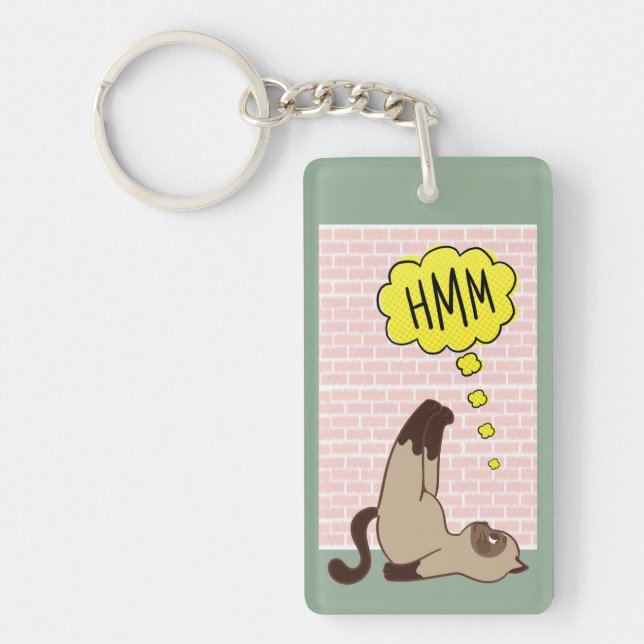 Thinking cat keychain (Front)