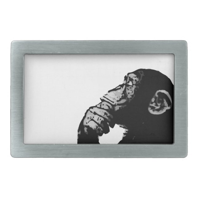 Thinking Chimp Belt Buckle (Front)