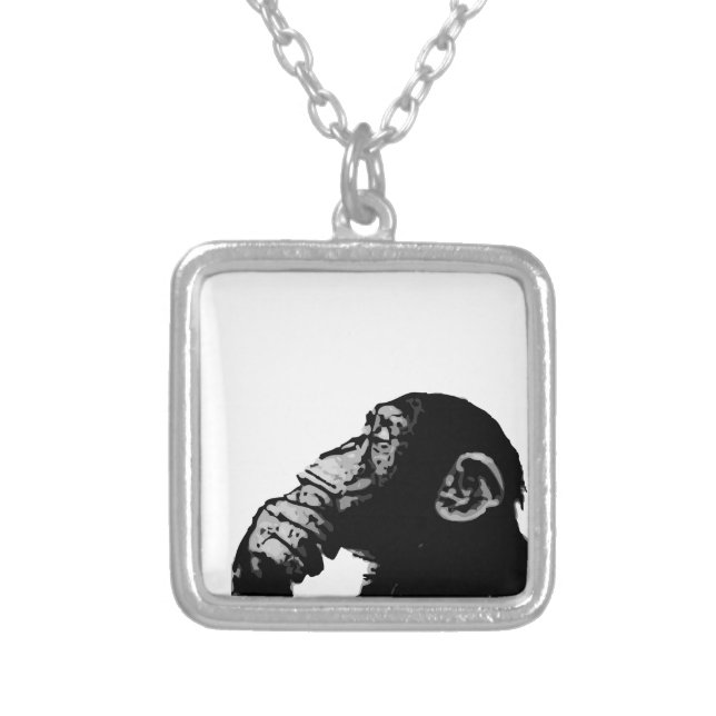Thinking Chimp Silver Plated Necklace (Front)