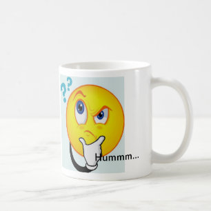 Thinking Emoticon Mug reads Hummm...