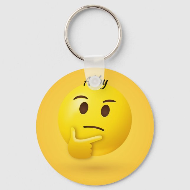 Thinking Face Emoji Personalized Name Keychain (Front)