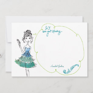"Thinking Girl" Personalized Stationery Flat Card