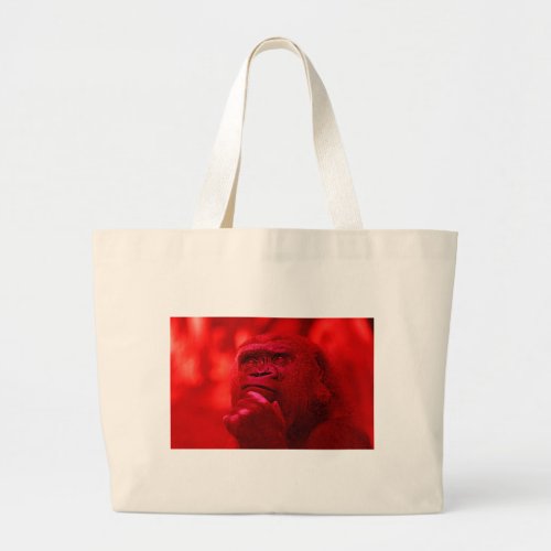 Thinking Gorilla Large Tote Bag