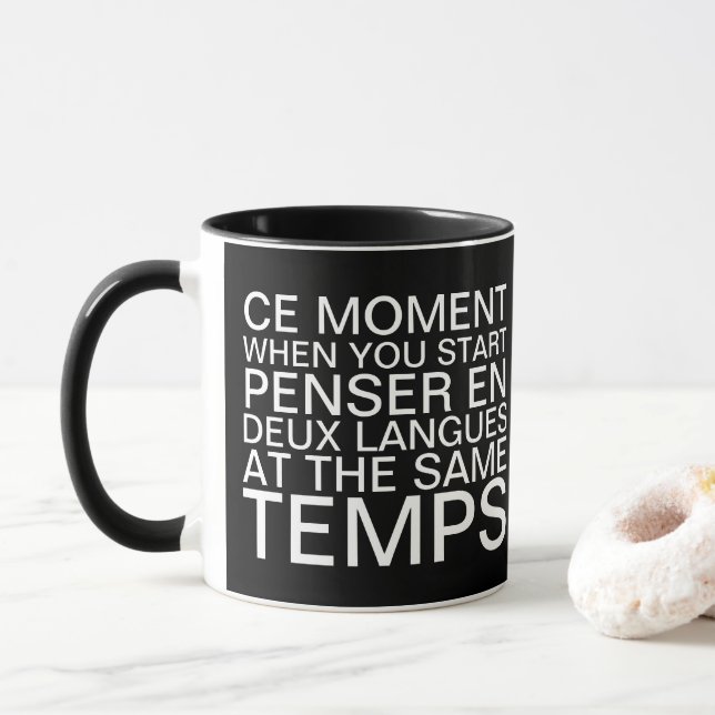 Thinking in French and English Typography Mug (With Donut)