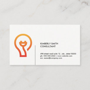 Thinking Light Bulb Plug Icon Business Card
