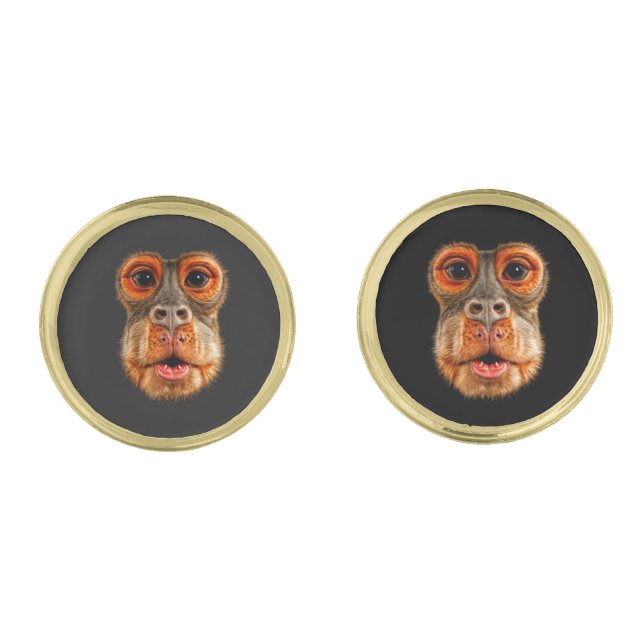 Thinking Monkey Meme Cufflinks (Front)