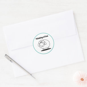 Thinking of Ewe Lamb Sheep Cute Cartoon Classic Round Sticker
