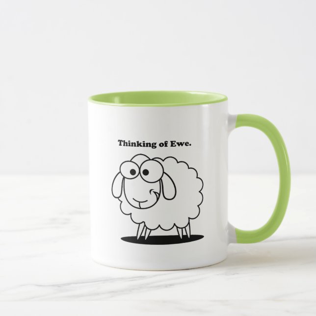 Thinking of Ewe Lamb Sheep Cute Cartoon Mug (Right)