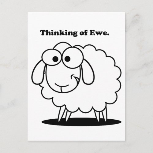 Thinking of Ewe Lamb Sheep Cute Cartoon Postcard