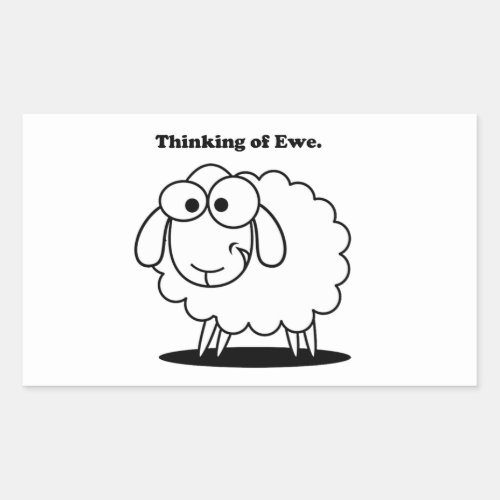 Thinking of Ewe Lamb Sheep Cute Cartoon Rectangular Sticker