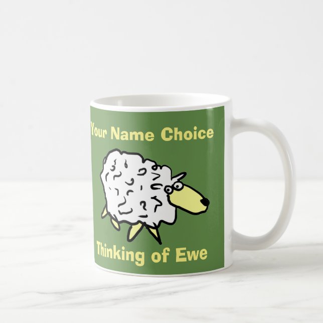 Thinking of Ewe - with Personalised Name Coffee Mug (Right)