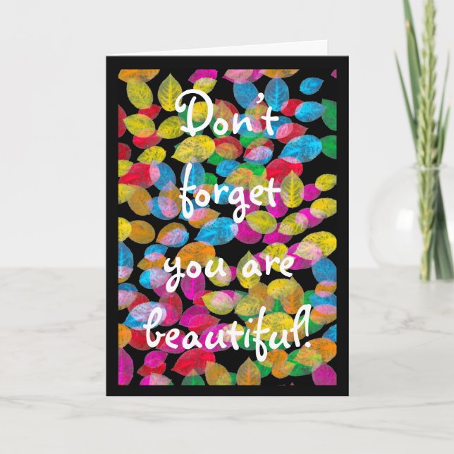 Thinking of Girlfriend with Colorful Leaves  Card (Front)