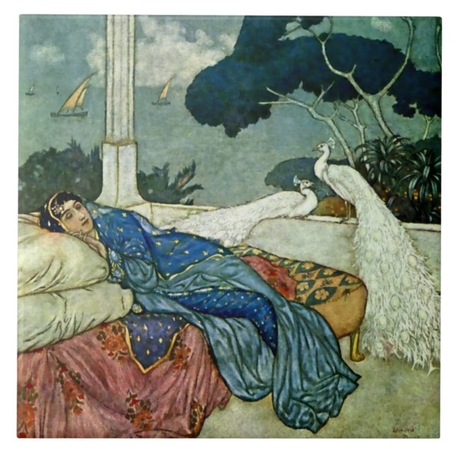 “Thinking of Lady Yang” by Edmund Dulac Ceramic Tile (Front)