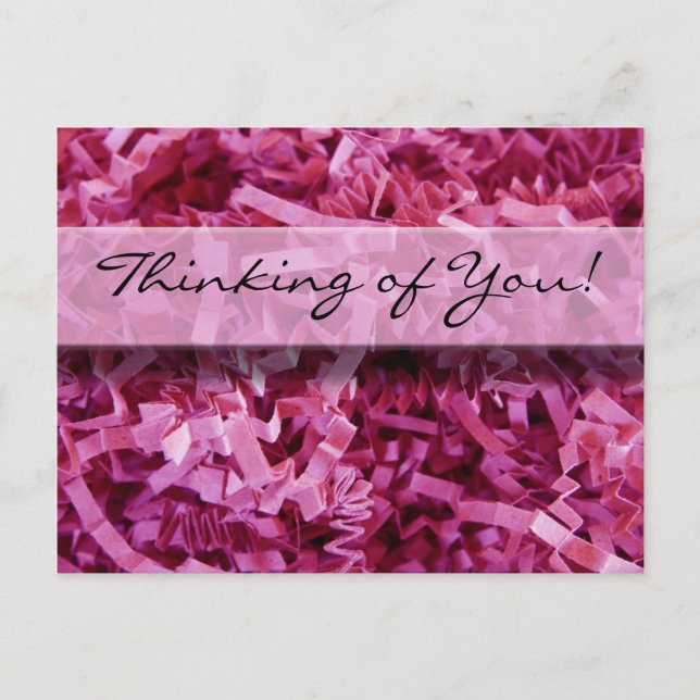 Thinking of You Abstract Pink Paper Shreds Photo Postcard (Front)