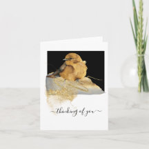Thinking of You, Adorable Watercolor Bird, Blank