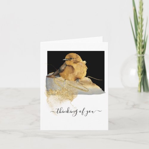 Thinking of You Adorable Watercolor Bird Blank Thank You Card