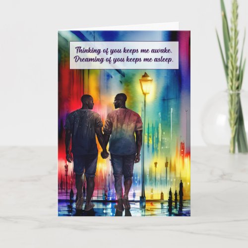 Thinking of You African American Gay Men Rainbow Card