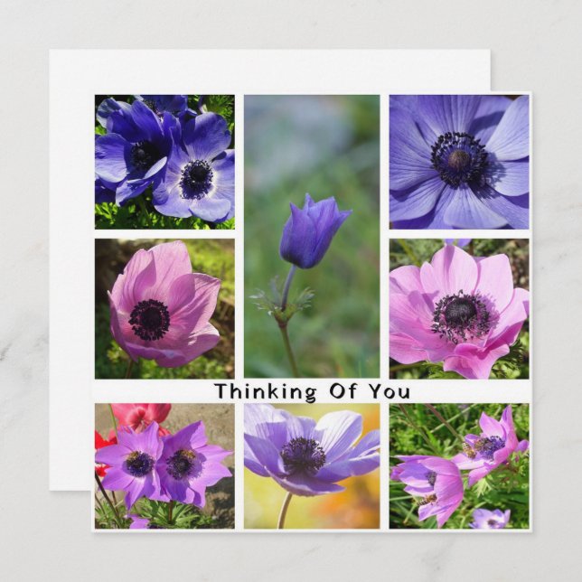Thinking of You Anemone Photo Collage Save The Date (Front/Back)