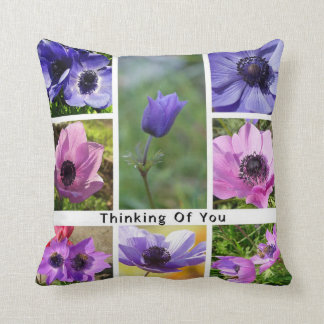 Thinking of You Anemone Photo Collage Throw Pillow