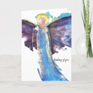 Thinking of you angel wings letterpress thank you card