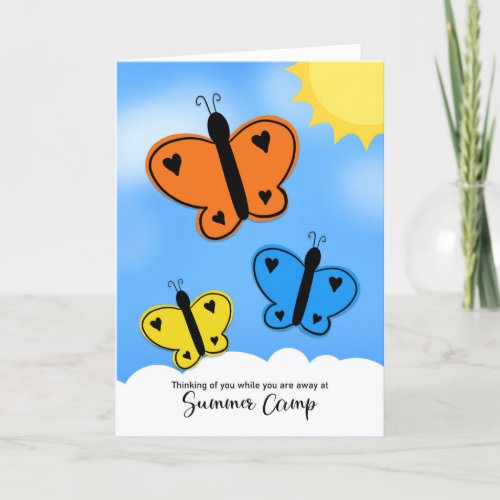 Thinking of You at Summer Camp Butterflies Holiday Card
