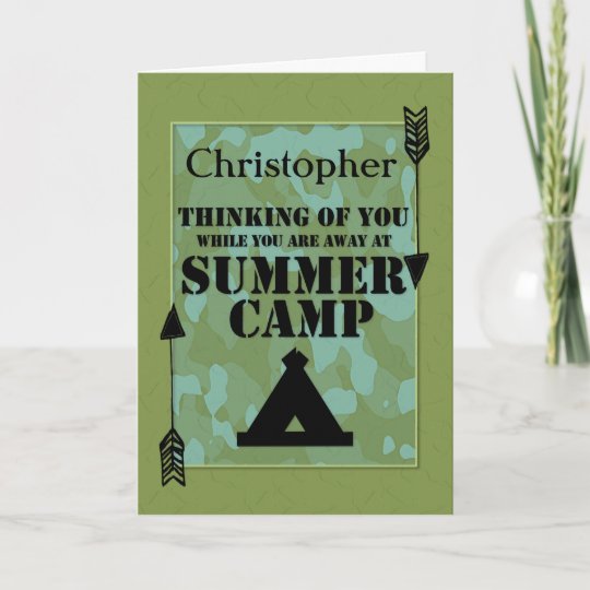 Thinking of You Away at Summer Camp Custom Name Card | Zazzle.com