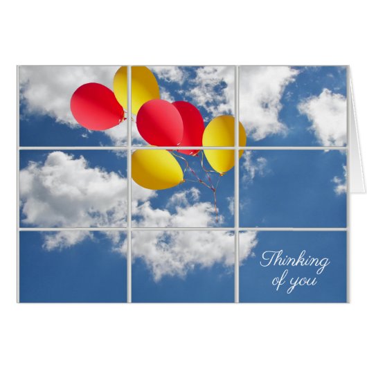thinking of you-balloon bouquet in window cards (Front Horizontal)