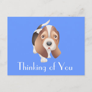 Thinking of You Basset Hound Puppy Dog Post Card