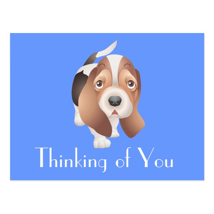 Thinking of You Basset Hound Puppy Dog Post Card