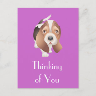 Thinking of You Basset Hound Puppy Dog Post Card
