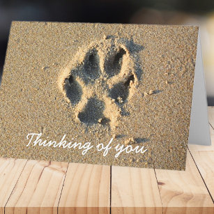 Thinking of You Beach Sand Simple Pet Dog Sympathy Card