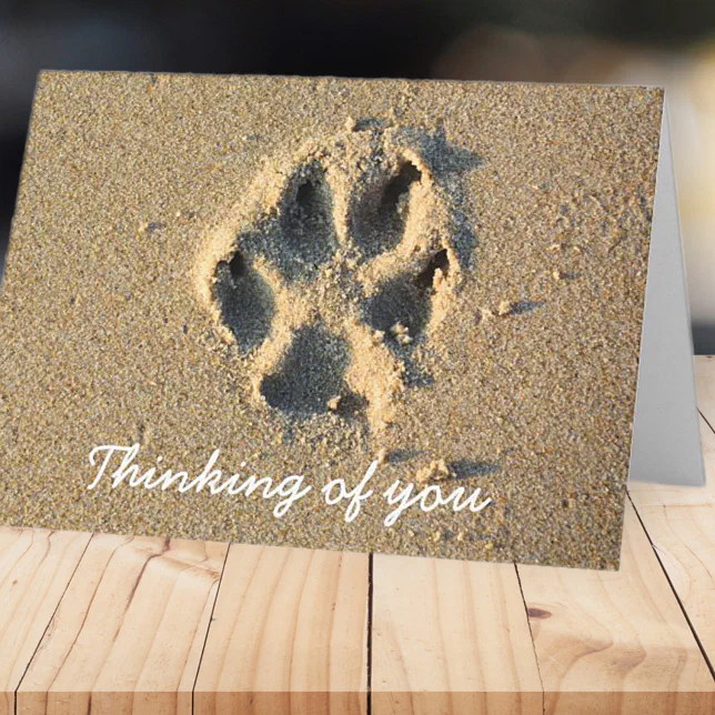 Thinking of You Beach Sand Simple Pet Dog Sympathy Card
