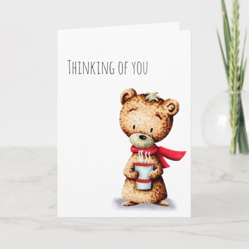 Thinking of You Bear Hot Chocolate Winter Card