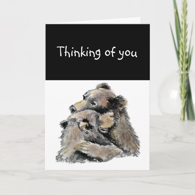Thinking of you,  Bear Hug Animal Someone Cares Card (Front)