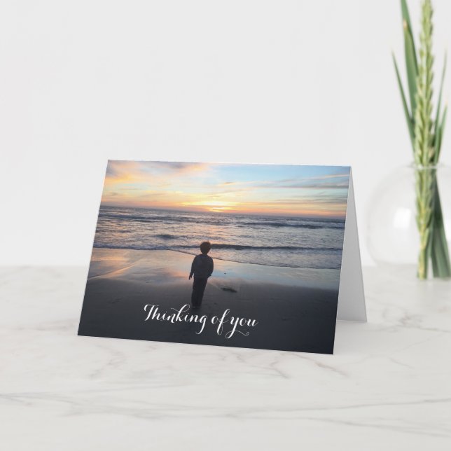 Thinking of You Beautiful Beach Sunset Card (Front)
