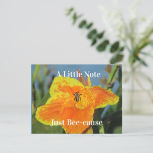Thinking of You Bee Pun Canna Lily Flower Postcard