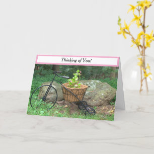 Thinking of You Bicycle Pink Flowers Card