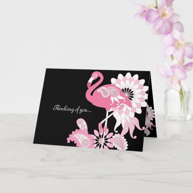 Thinking of You - Black and Pink Flamingo Modern