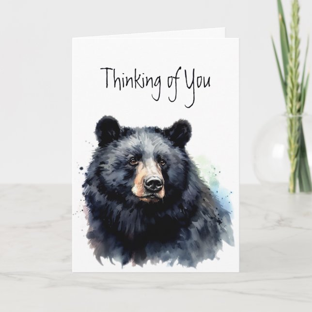 Thinking of You Black Bear Animal Nature Wildlife  Card (Front)