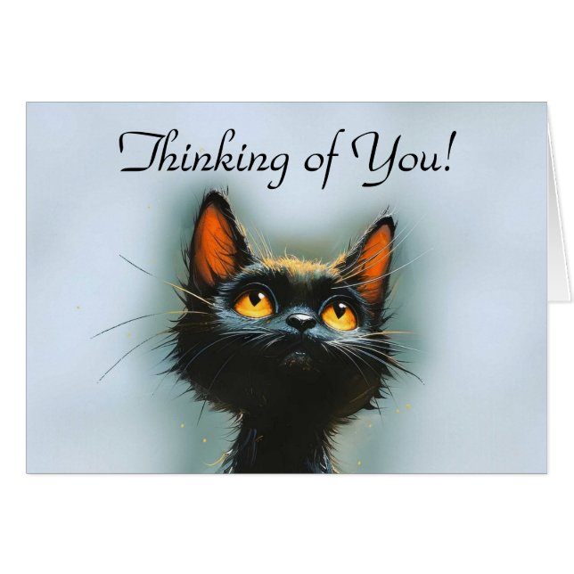 Thinking of You Black Cat Cards (Front Horizontal)