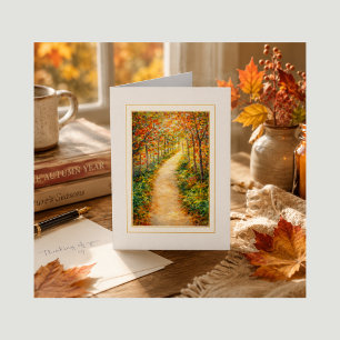 Thinking of You Blank Note Card Autumn Forest Path