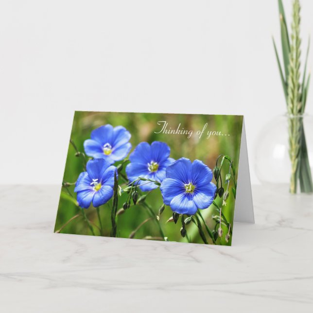 Thinking of you - Blue Flowers Card (Front)