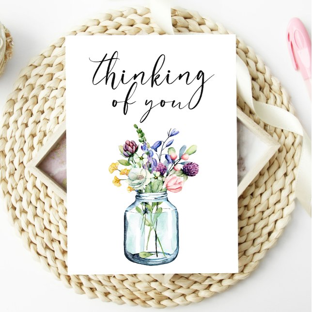 Thinking of You Boho Pastel Floral Card (Creator Uploaded)