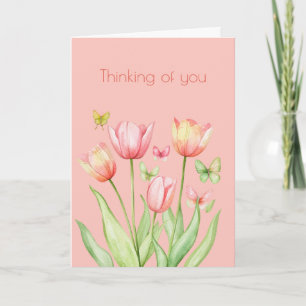 Thinking of You Botanical Tulip Flower Boho Card
